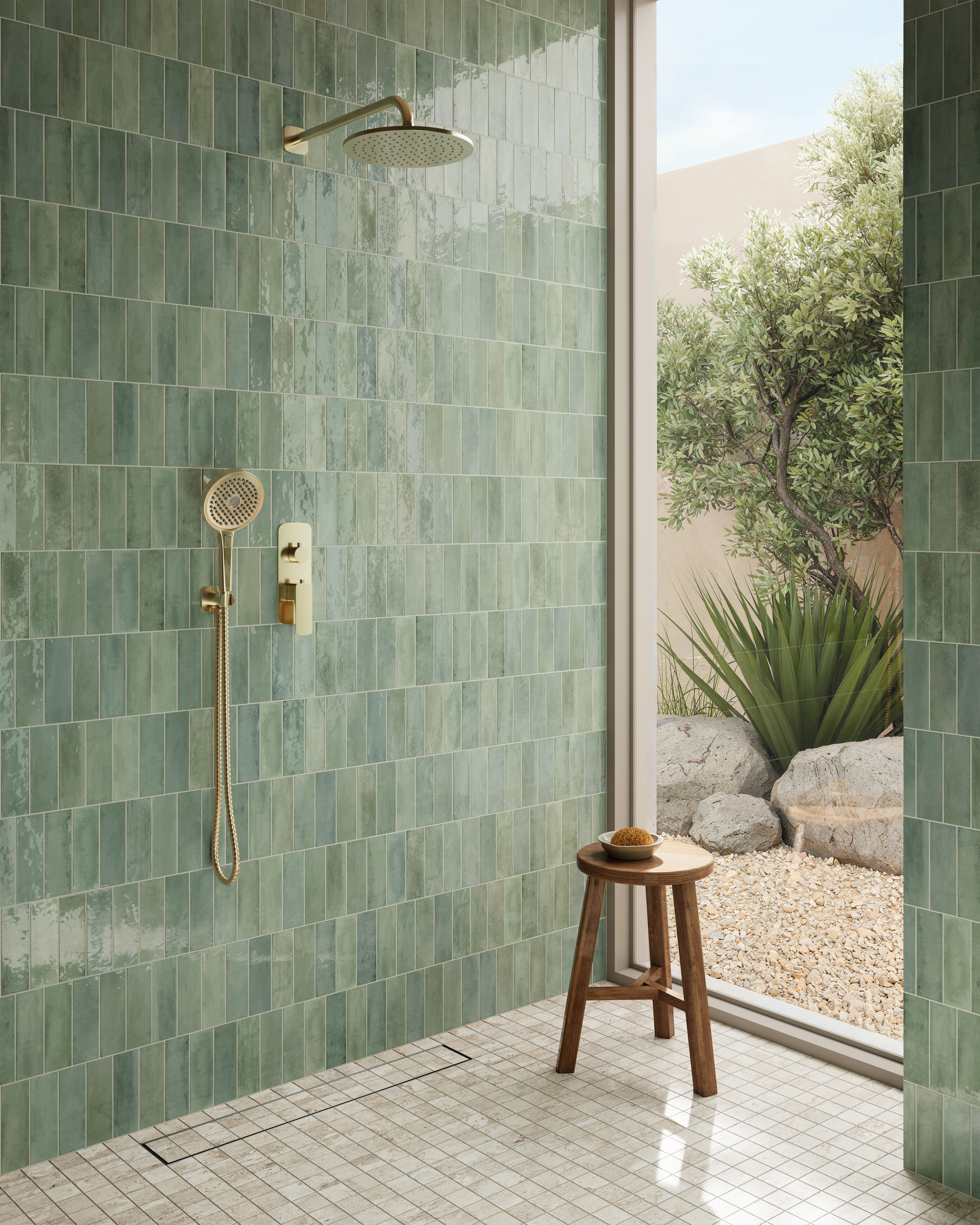 タイルシンク　SS2567 Cleo 2 x 6 Glossy Ceramic Tile in Sage | Edward Martin