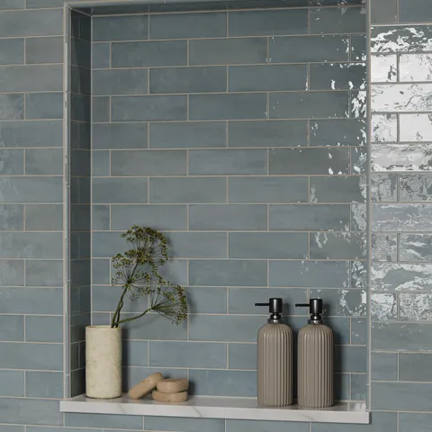 Cleo 0.43 x 6.3 Glossy Ceramic Rounded Edge Tile in Sky