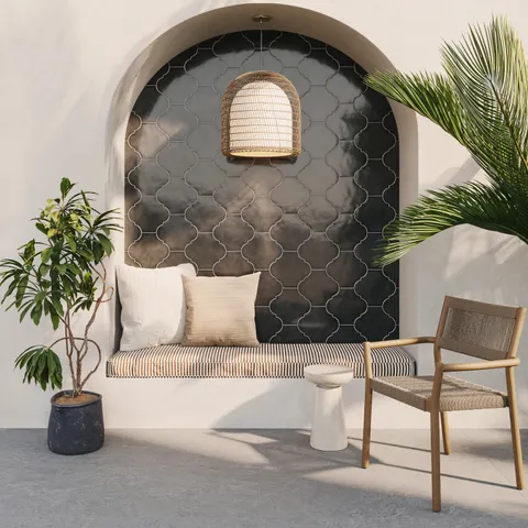 Amaya 10 x 11 Glossy Porcelain Lantern Tile in Midnight