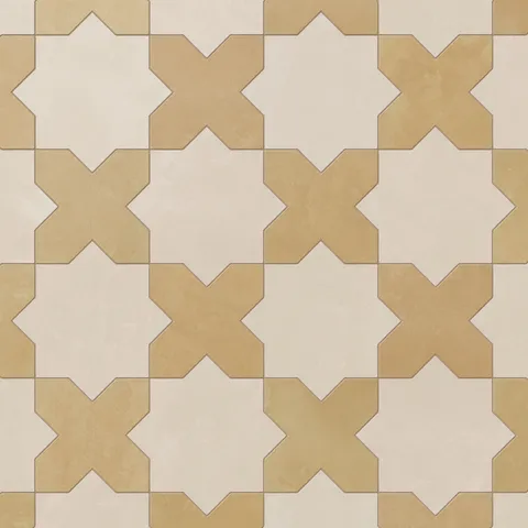 Isabel 11 x 11 Matte Porcelain Tile Star in Frosted Linen and Cross in Golden Sky