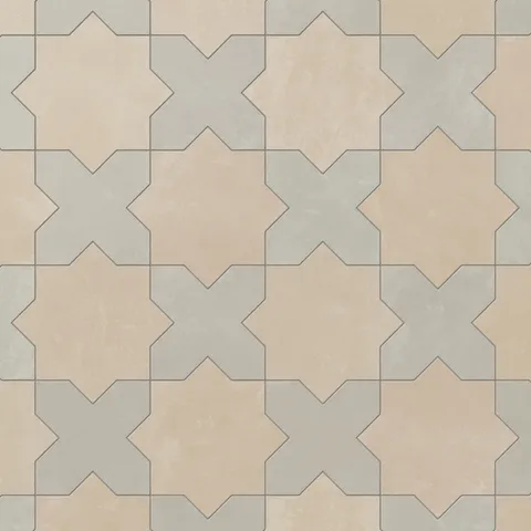 Isabel 11 x 11 Matte Porcelain Tile Star in Almond Mist and Cross in Silverstone