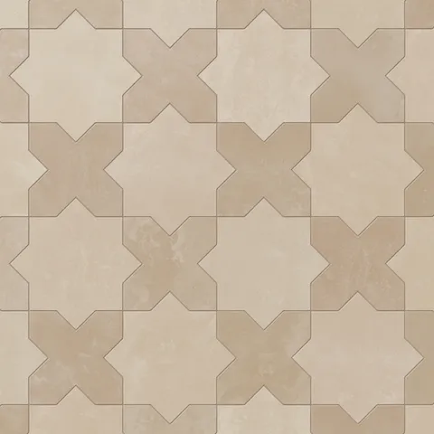 Isabel 11 x 11 Matte Porcelain Tile Star in Almond Mist and Cross in Sahara Sand