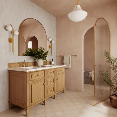 Isabel 11 x 11 Matte Porcelain Tile Star in Almond Mist and Cross in Dusty Rose