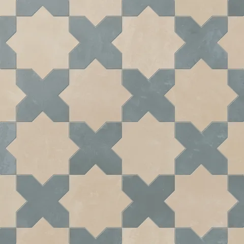Isabel 11 x 11 Matte Porcelain Tile Star in Almond Mist and Cross in Saltwater