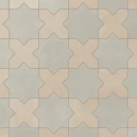 Isabel 11 x 11 Matte Porcelain Tile Star in Silverstone and Cross in Almond Mist