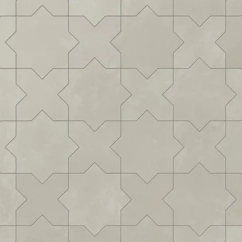 Isabel 11 x 11 Matte Porcelain Tile Star in Silverstone and Cross in Silverstone