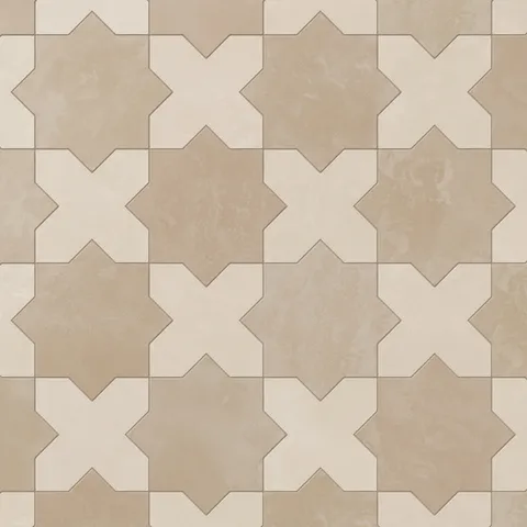 Isabel 11 x 11 Matte Porcelain Tile Star in Sahara Sand and Cross in Frosted Linen