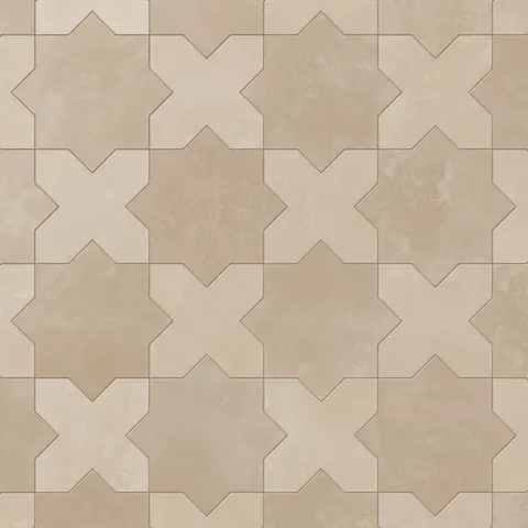 Isabel 11 x 11 Matte Porcelain Tile Star in Sahara Sand and Cross in Almond Mist
