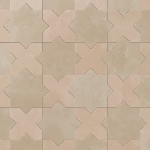 Isabel 11 x 11 Matte Porcelain Tile Star in Sahara Sand and Cross in Dusty Rose