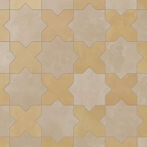 Isabel 11 x 11 Matte Porcelain Tile Star in Sahara Sand and Cross in Golden Sky