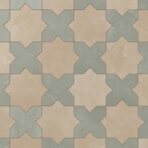 Isabel 11 x 11 Matte Porcelain Tile Star in Sahara Sand and Cross in Soft Sage