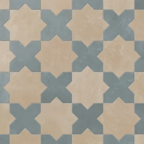 Isabel 11 x 11 Matte Porcelain Tile Star in Sahara Sand and Cross in Saltwater