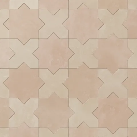 Isabel 11 x 11 Matte Porcelain Tile Star in Dusty Rose and Cross in Almond Mist