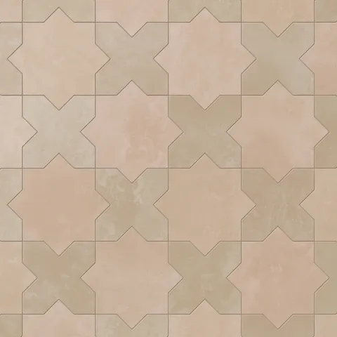 Isabel 11 x 11 Matte Porcelain Tile Star in Dusty Rose and Cross in Sahara Sand