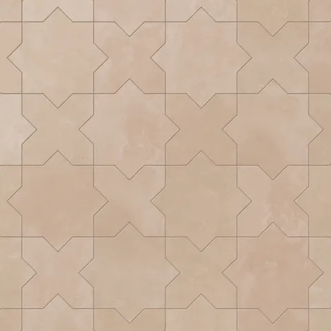 Isabel 11 x 11 Matte Porcelain Tile Star in Dusty Rose and Cross in Dusty Rose