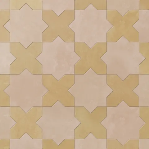 Isabel 11 x 11 Matte Porcelain Tile Star in Dusty Rose and Cross in Golden Sky