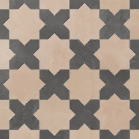 Isabel 11 x 11 Matte Porcelain Tile Star in Dusty Rose and Cross in Midnight Slate