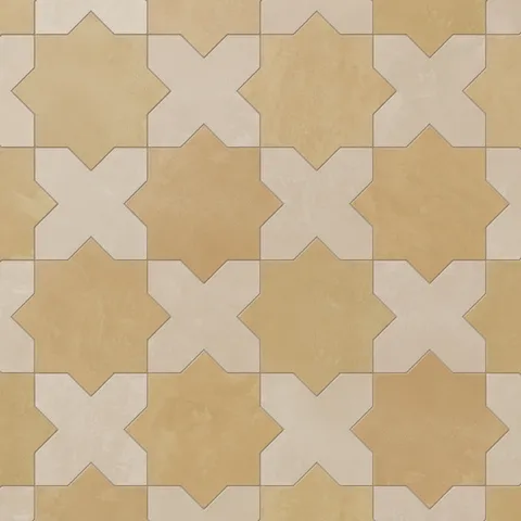 Isabel 11 x 11 Matte Porcelain Tile Star in Golden Sky and Cross in Almond Mist