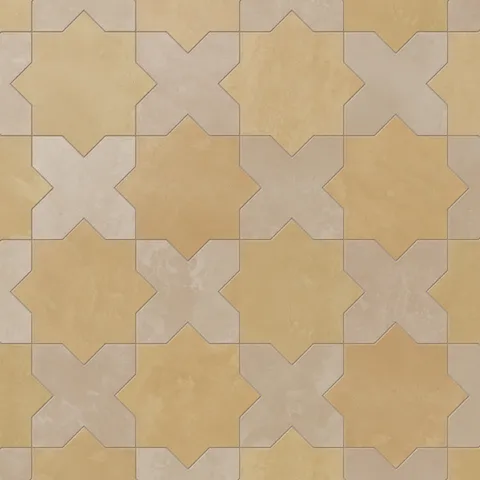 Isabel 11 x 11 Matte Porcelain Tile Star in Golden Sky and Cross in Sahara Sand
