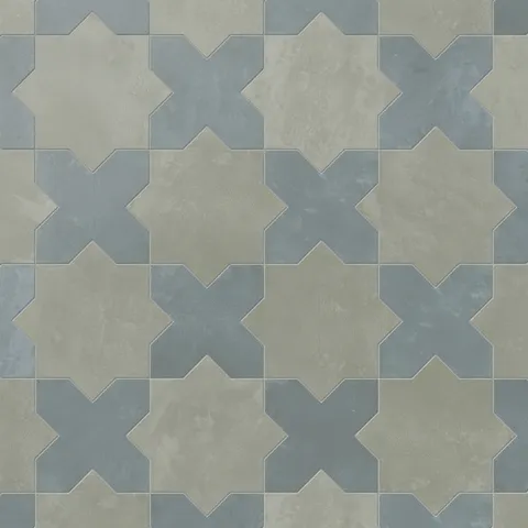 Isabel 11 x 11 Matte Porcelain Tile Star in Soft Sage and Cross in Saltwater