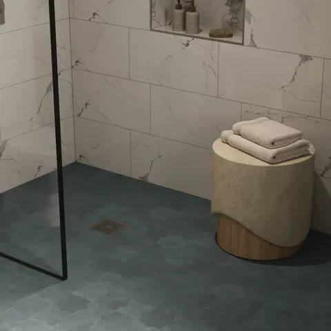 Isabel 11 x 11 Matte Porcelain Tile Star in Saltwater and Cross in Saltwater