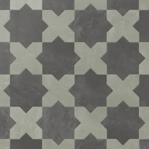 Isabel 11 x 11 Matte Porcelain Tile Star in Midnight Slate and Cross in Soft Sage
