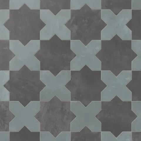 Isabel 11 x 11 Matte Porcelain Tile Star in Midnight Slate and Cross in Saltwater
