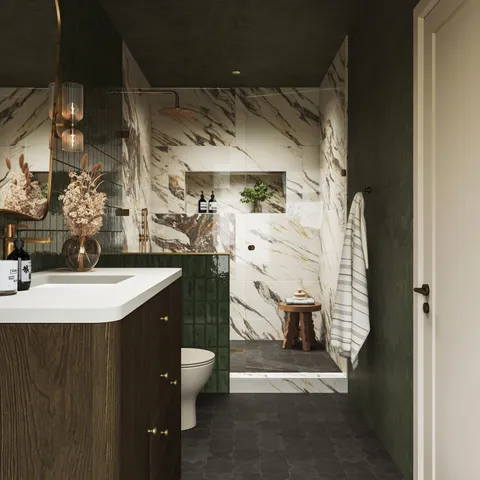 Isabel 11 x 11 Matte Porcelain Tile Star in Midnight Slate and Cross in Midnight Slate
