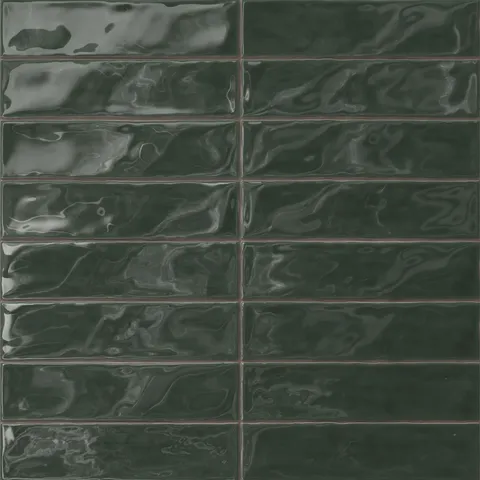 Harper 3 x 12 Glossy Ceramic Tile in Feathered Dark Green