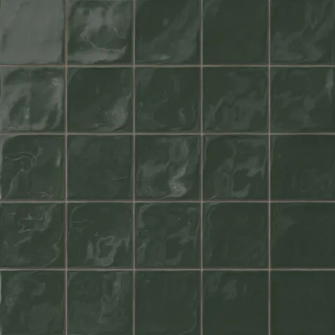 Harper 5 x 5 Glossy Ceramic Tile in Feathered Dark Green