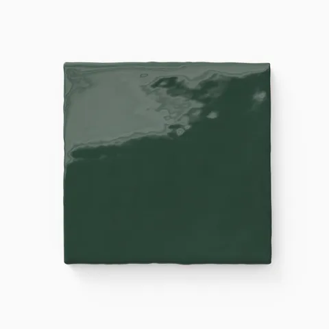 Harper 5 x 5 Glossy Ceramic Tile in Feathered Dark Green