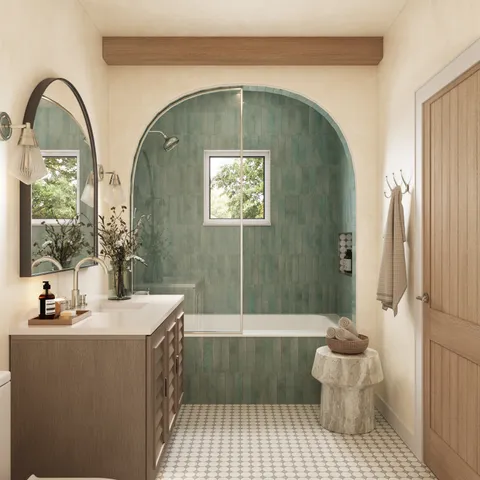 Aurelia 2.5 x 11 Glossy Porcelain Subway Tile in Seafoam