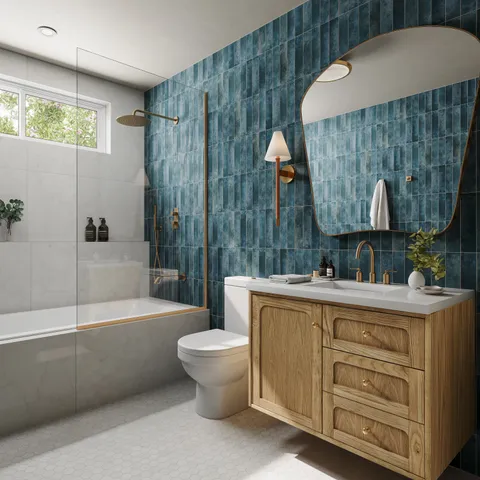 Aurelia 2.5 x 11 Glossy Porcelain Subway Tile in Marine