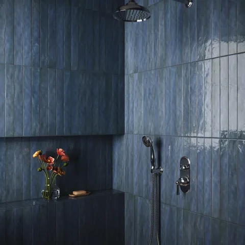 Remi 2 x 17 Glossy Ceramic Tile in Navy