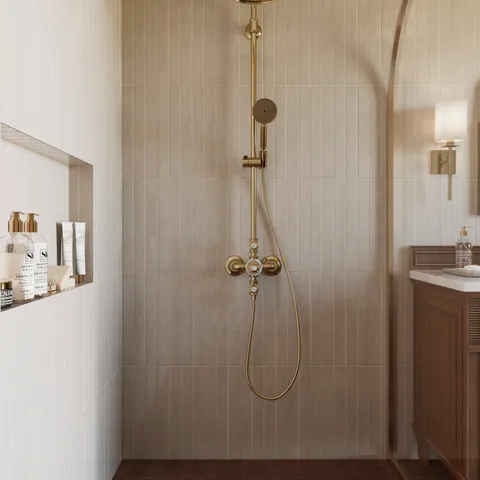 Remi 2 x 17 Glossy Ceramic Tile in Oat