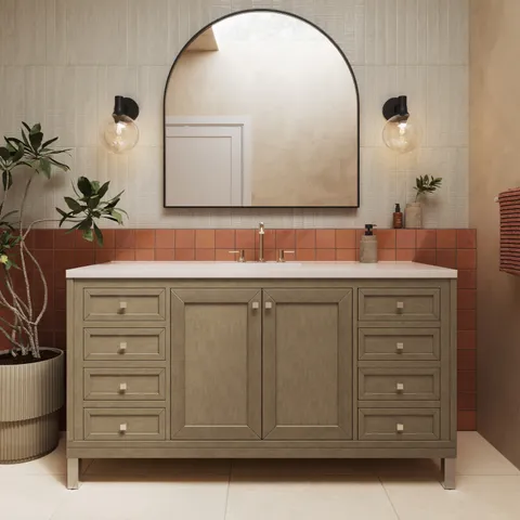Remi 2 x 17 Glossy Ceramic Tile in Oat Deco
