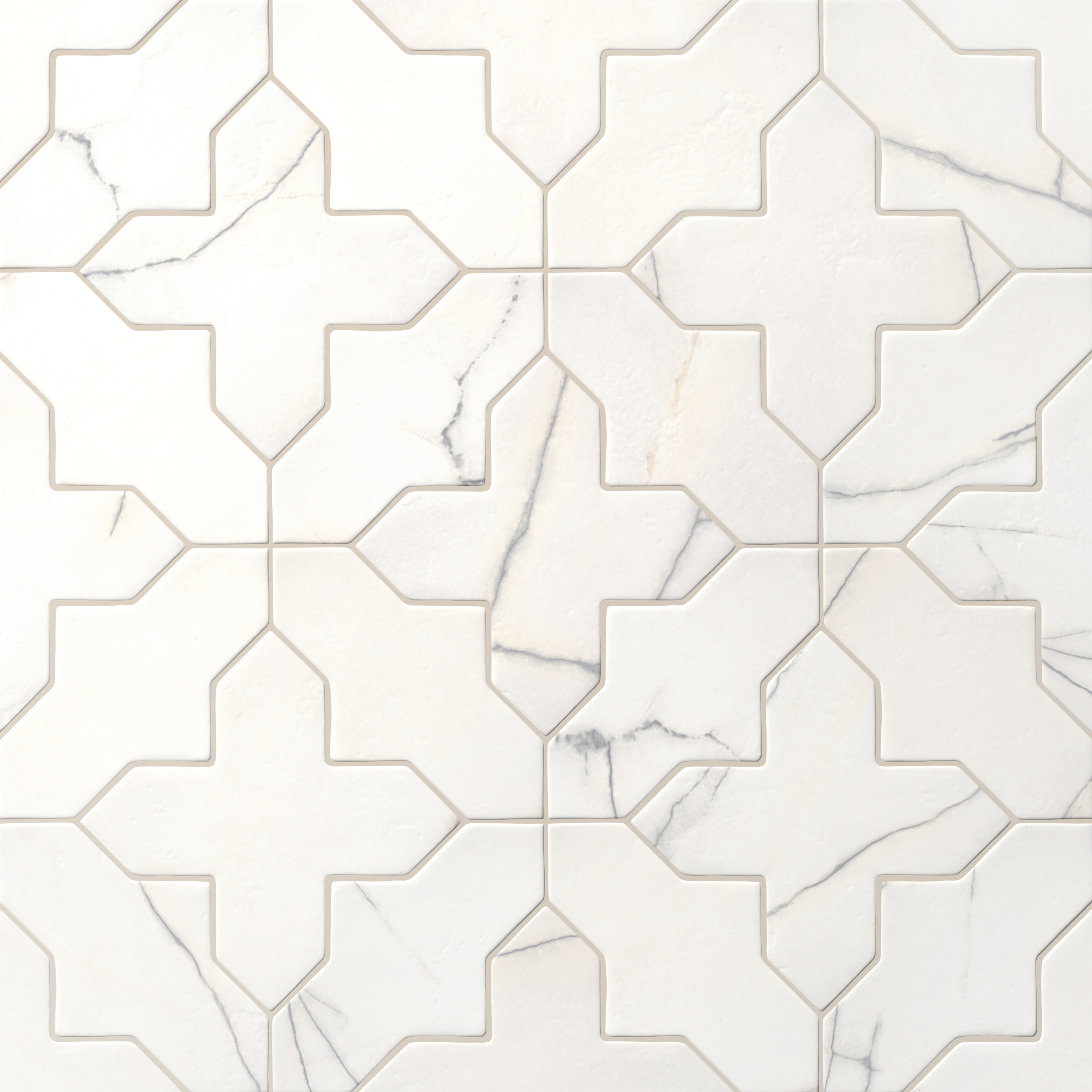 Aslan 8 x 8 Porcelain Tile Shield in Calacatta and Cross in