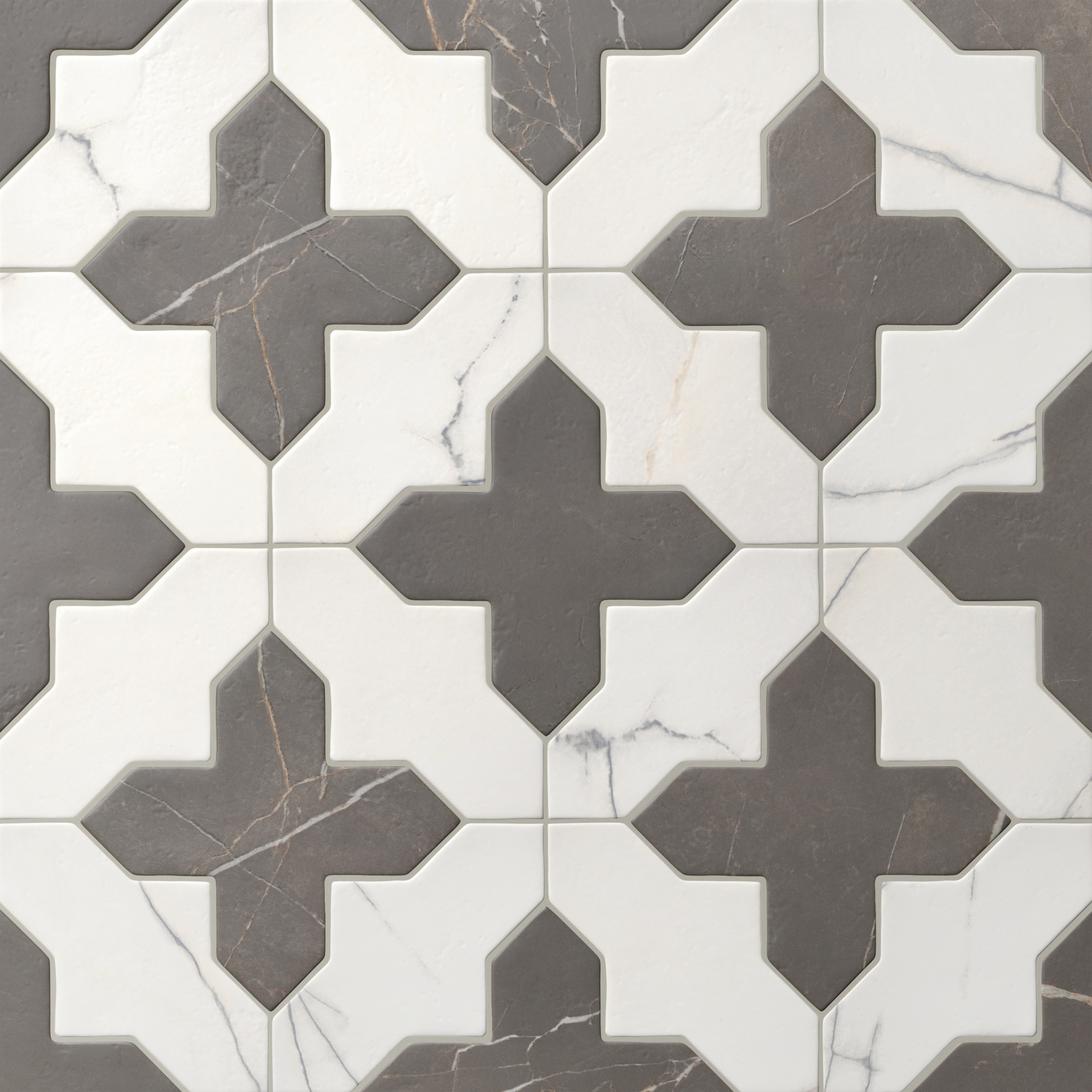 Aslan 8 x 8 Porcelain Tile Shield in Calacatta and Cross in