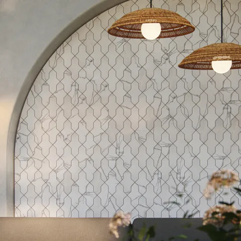Aslan 2 x 8 Porcelain Tile Shield in Calacatta