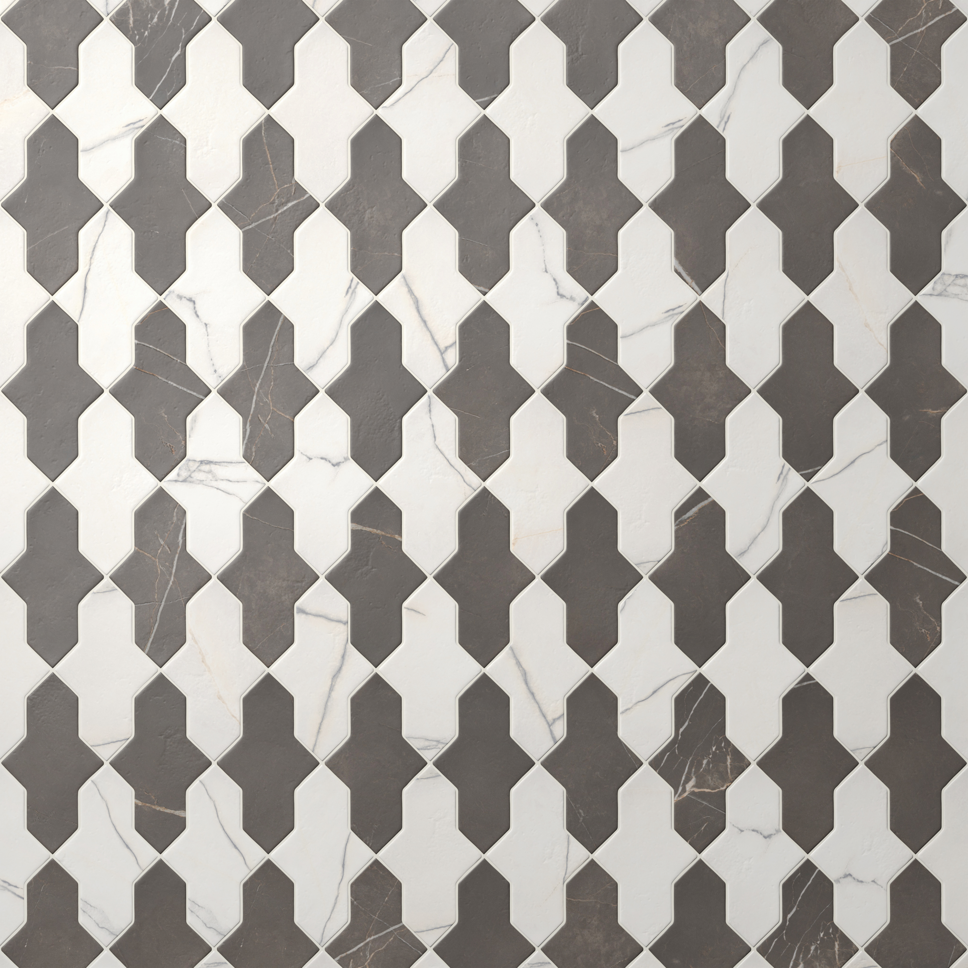 Aslan 2 x 8 Porcelain Tile Shield Checkerboard in Calacatta and