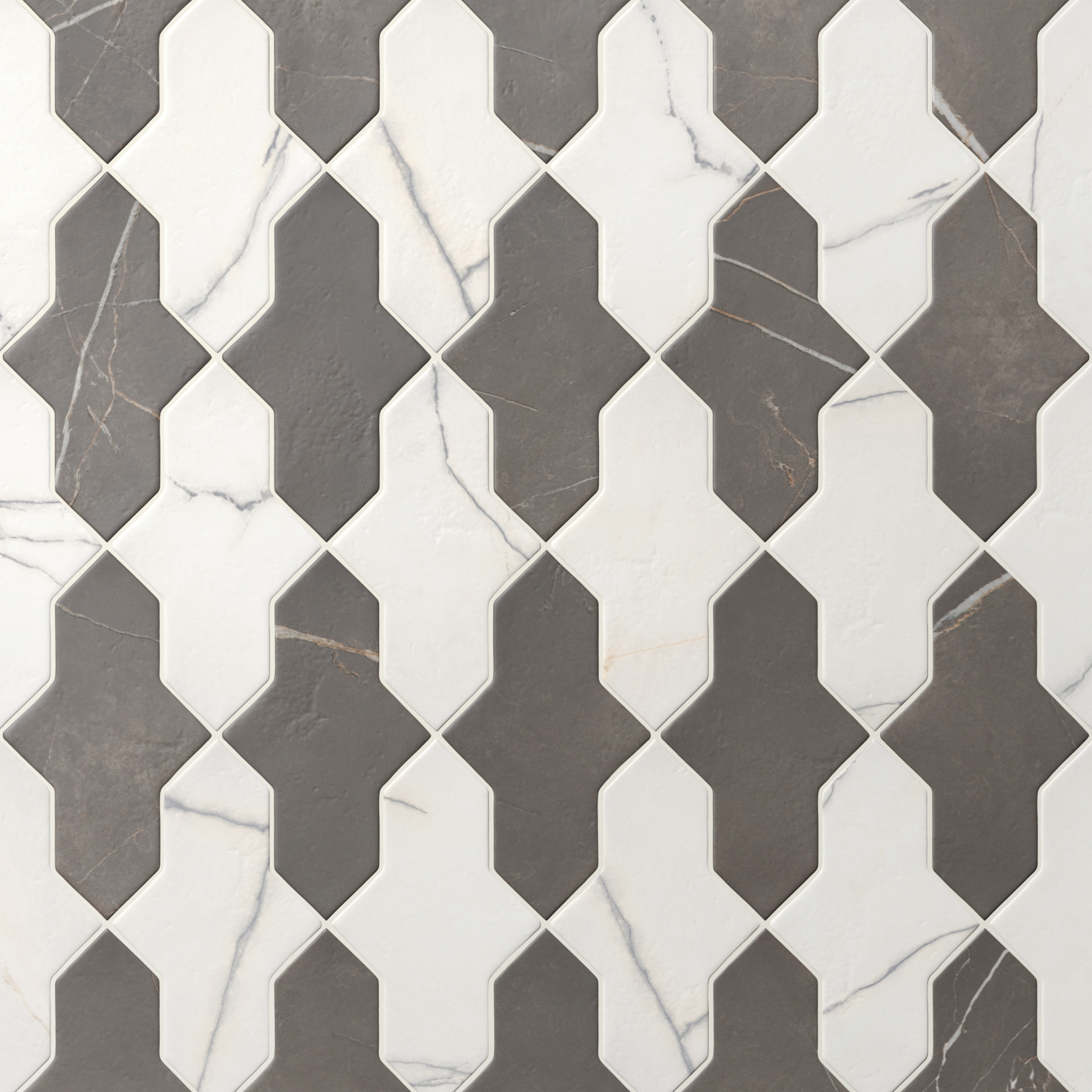 Aslan 2 x 8 Porcelain Tile Shield Checkerboard in Calacatta and