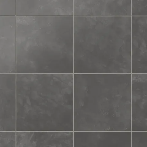 Square 6x6 porcelain tiles in charcoal gray display natural mottling and soft contrast between tiles, forming a clean grid with understated texture.