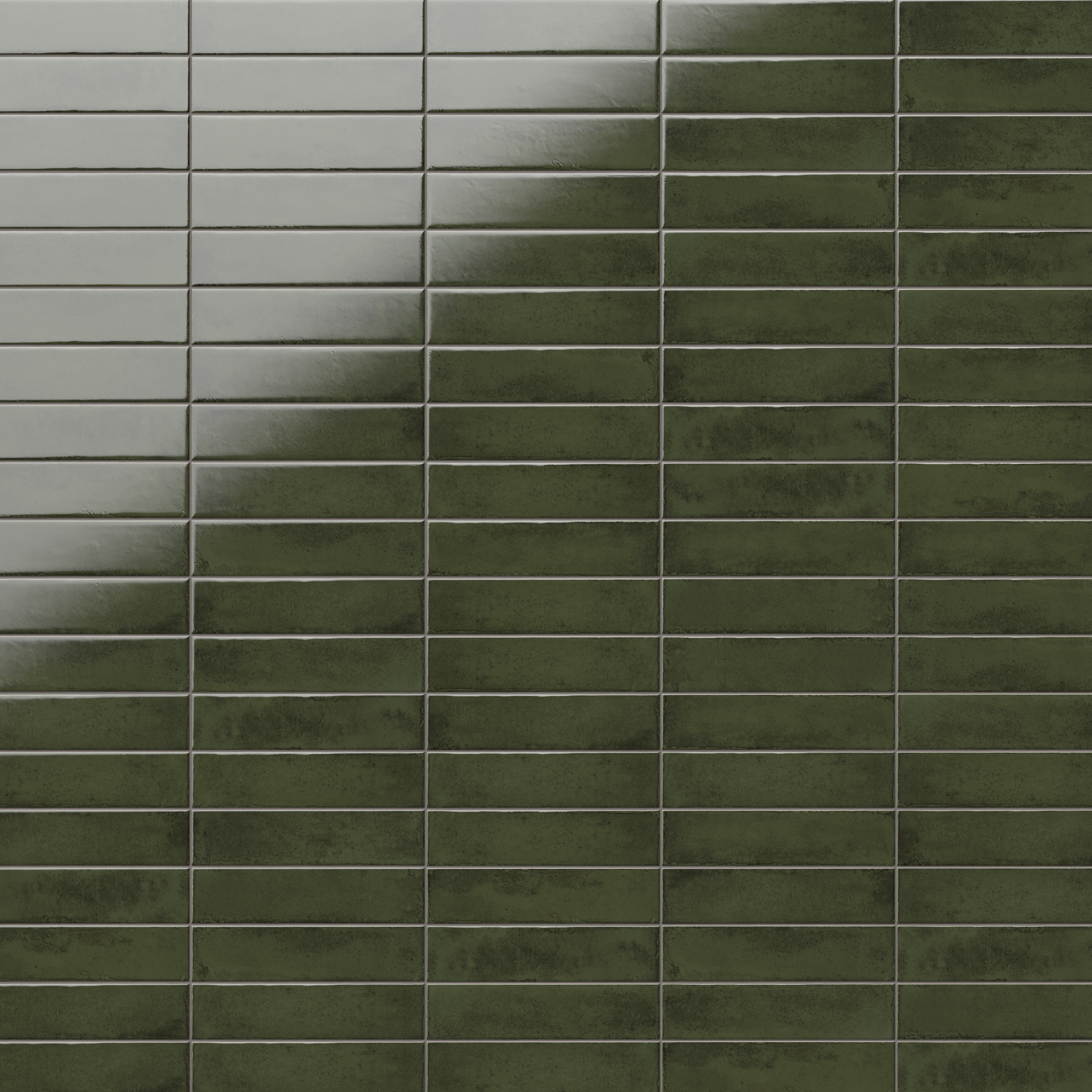 Mara 2 x 10 Glossy Ceramic Tile in Nettle Green | Edward Martin