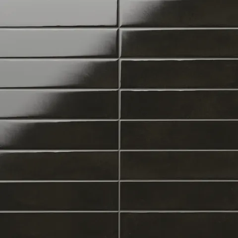 Mara 2 x 10 Glossy Ceramic Tile in Black Cardamom
