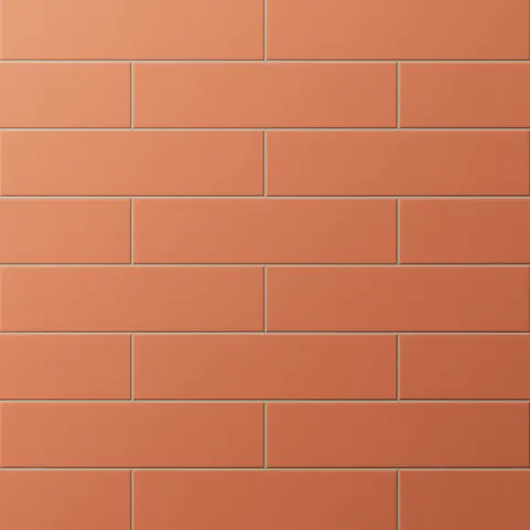 Terracotta subway tiles in a staggered layout with a matte finish, bringing earthy warmth to walls or backsplashes.