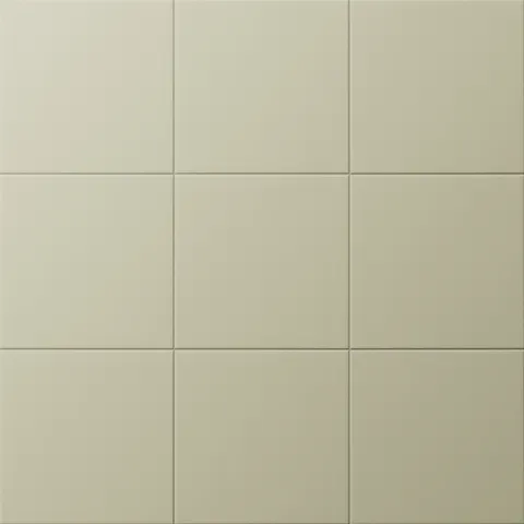 Matte square tiles in muted olive green hue with a soft, neutral tone, ideal for brightening spaces with a clean, timeless finish.