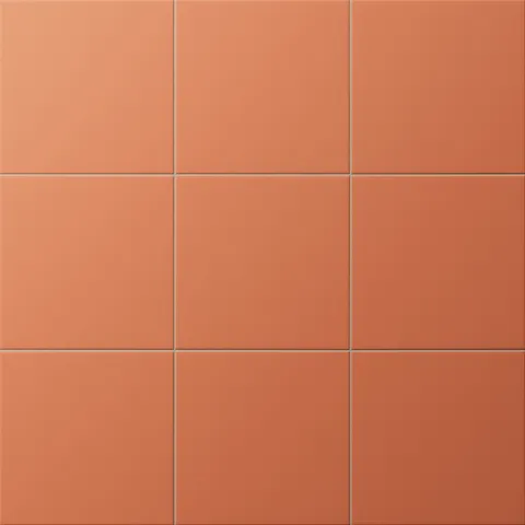 Warm brick hue square tiles with a matte finish, ideal for creating a cozy, Mediterranean-inspired atmosphere.