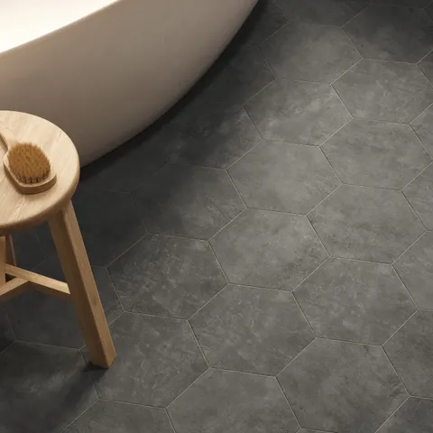 Kai 10 x 10 Matte Porcelain Hexagon Tile in Moka