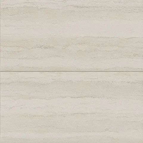 Large rectangular tiles with a subtly textured surface and layered grayish beige tones echoing hand-formed clay.