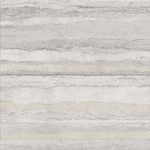 Large rectangular tiles with a subtly textured surface and a layered palette of taupe, gray, and beige, echoing the natural traces of hand-formed clay.